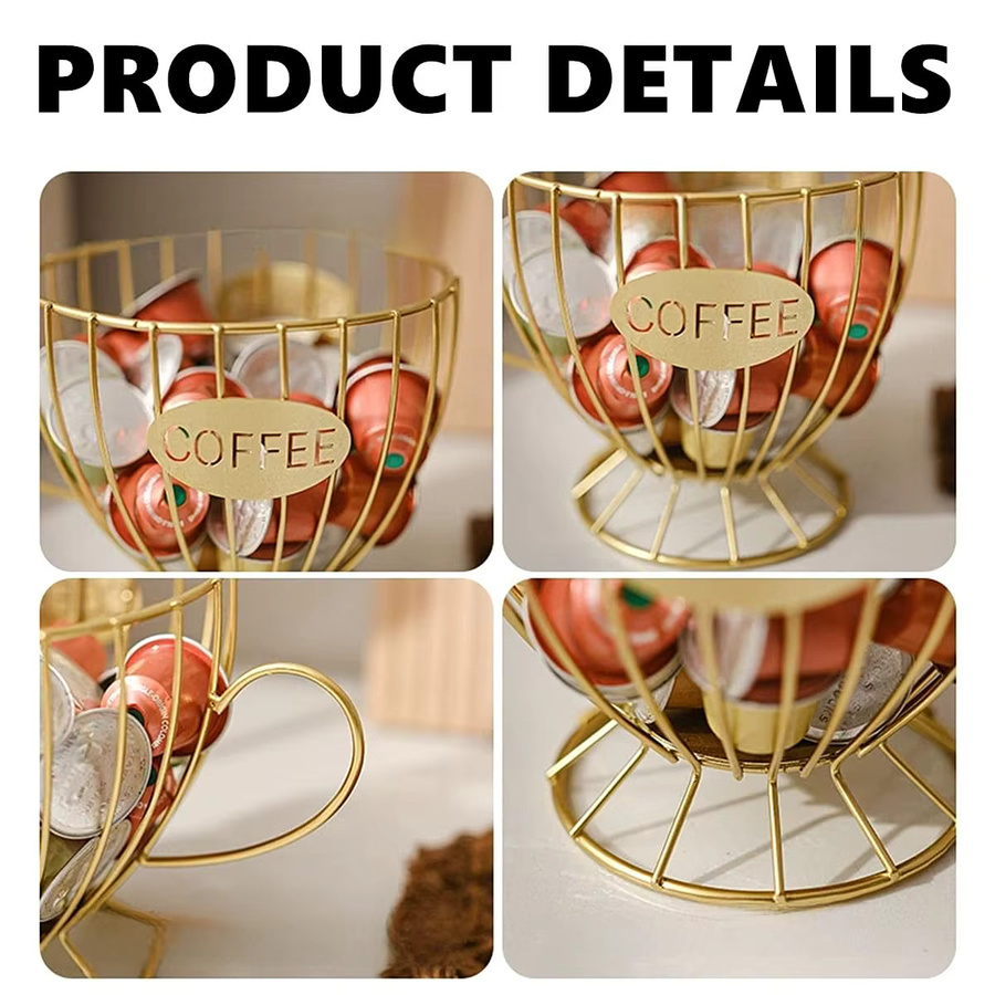 YOCITY Kaffeekapselhalter aus Metall in Gold als Organizer für Kaffeepads und Tassen - Bild 4
