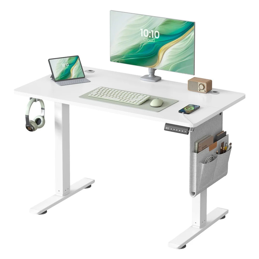 Elektrisch höhenverstellbarer Schreibtisch von SONGMICS in Wolkenweiß, B/T/H: 100 x 60 x (72-120) cm - Bild 1