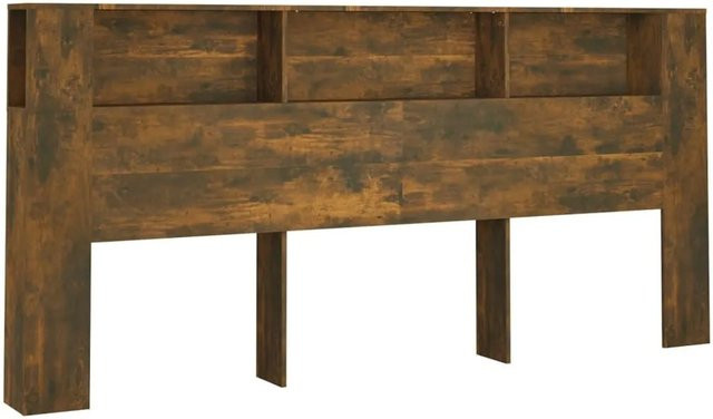 vidaXL Kopfteil mit integrierten Ablagen in Räuchereiche, Wandmontage für das Schlafzimmer, B: 220 cm, T: 18,5 cm, H: 104,5 cm - Bild 1