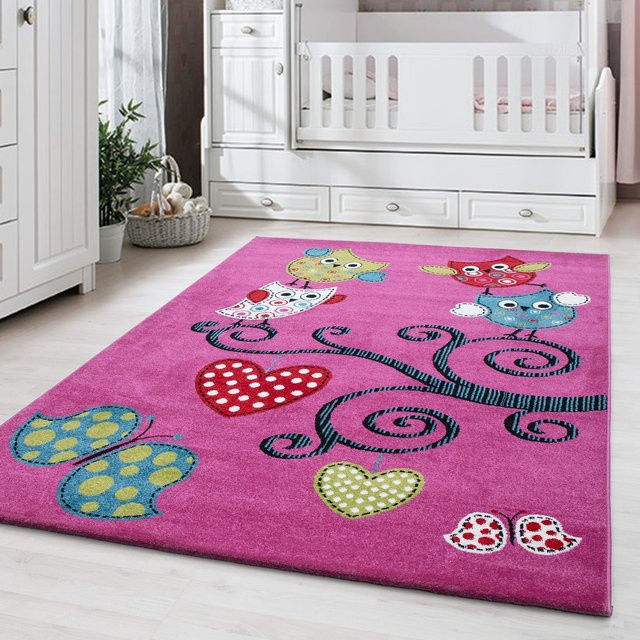 Kinderteppich Kadima Design mit Tier-Motiv in Violett und Pink, B/T: 140 x 200 cm - Bild 1