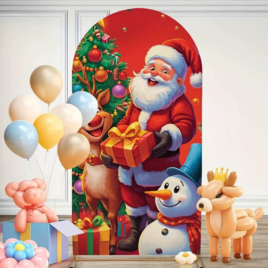 VIKAMA Weihnachtsbogen-Hintergrund mit Weihnachtsmann für Weihnachts-, Hochzeits-, Geburtstags- und Abschlussfeiern B: 120 cm, H: 50 cm - Bild 3