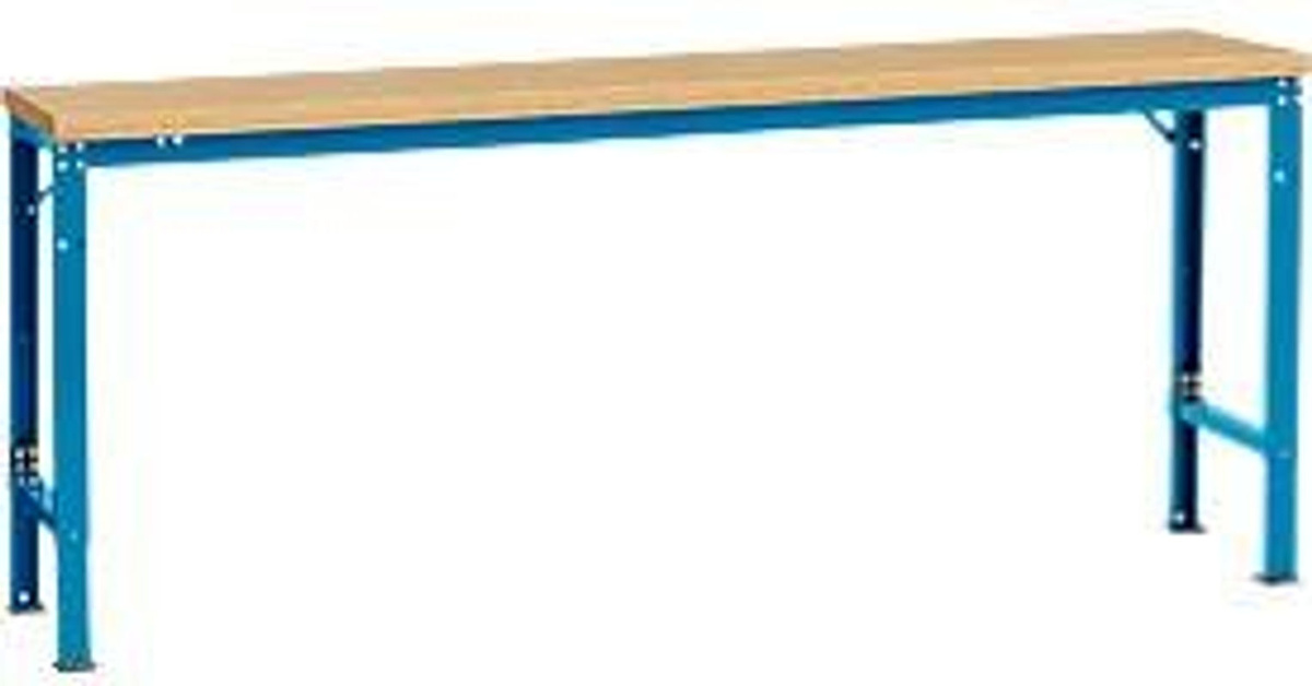 Manuflex Arbeits-Grundtisch UNIVERSAL Spezial mit Multiplexplatte, Farbe: Licht-Blau, B/T/H: 200 x 80 x 72,2-102,2 cm - Bild 2
