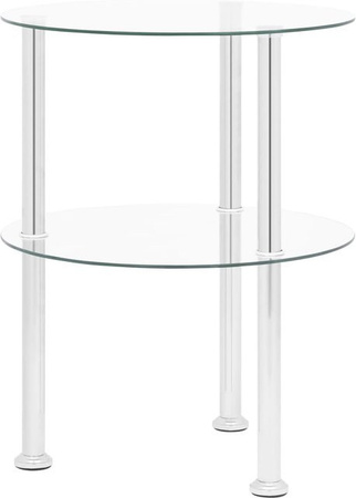 Beistelltisch VD Home Furnishing aus gehärtetem Glas in Transparent mit 2 Regalen und runder Form, B/T/H: 38 x 38 x 38 cm