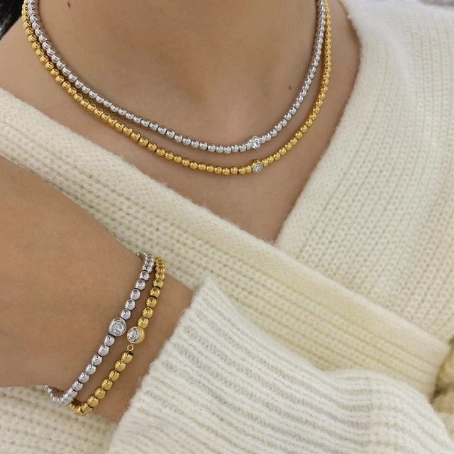 Peri'sbox Schmuck-Set, Edelstahl, Gold, Kristall, Perle, Damen - Bild 1