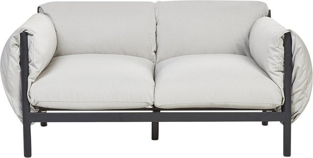 Beliani Gartensofa modern in Grau und Schwarz mit UV-beständigem Polster und Aluminiumgestell, B/T/H: 144 x 96 x 80 cm - Bild 1