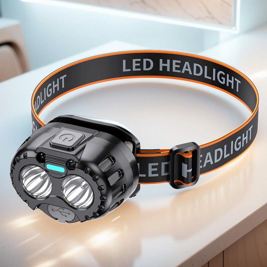 YJMP Super Lighting LED-Stirnlampe in Schwarz mit 250 lm, IPX4 wasserdicht und wiederaufladbarem Akku, verstellbare Notfall-Stirnlampe für Outdoor, Camping und Arbeit - Bild 6