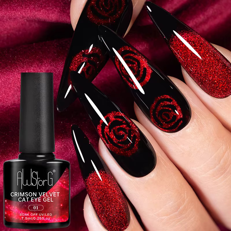 AWStorG Crimson Velvet Red-Light Magnetischer Gel-Nagellack, 7,5 ml - Bild 3