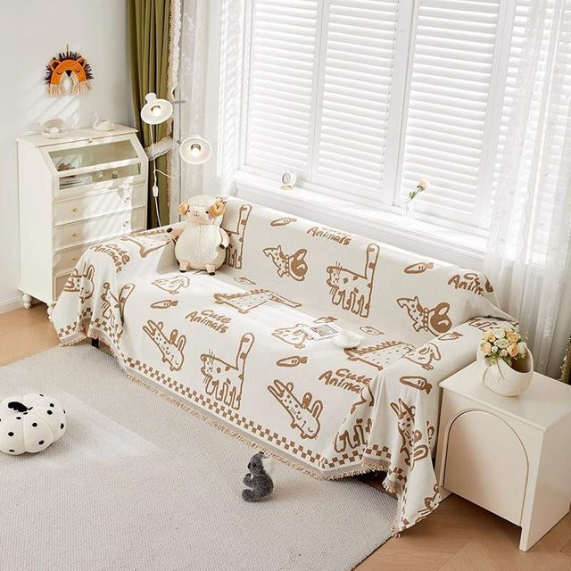 Chenille Sofa Überwurf von Your Warm Home in Khaki, universelle Couch Schutzhülle für Wohnzimmer, B/B: 260 x 180 cm - Bild 1