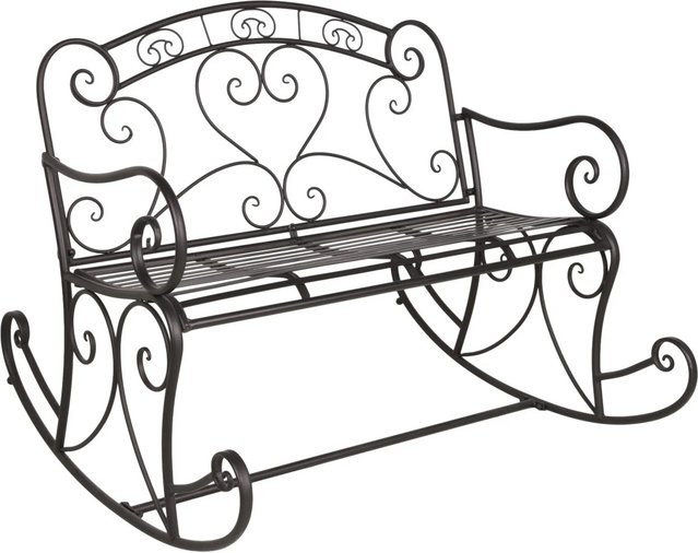 DELUKE Schaukelbank LAGOS Gartenbank aus Stahl mit Zierornamenten in Mattschwarz, B/T/H: 200 x 46 x 110 cm - Bild 1