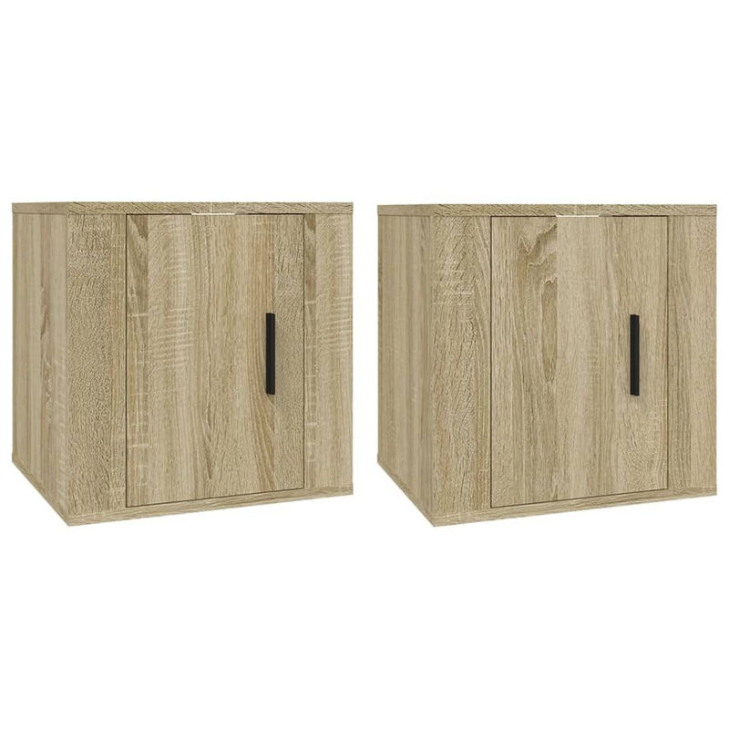 Vidaxl TV-Schrank Set aus 2 Stück in Sonoma-Eiche, moderne hängende Fernsehschränke aus Holzwerkstoff, B/T/H: 40 x 34,5 x 40 cm - Bild 4