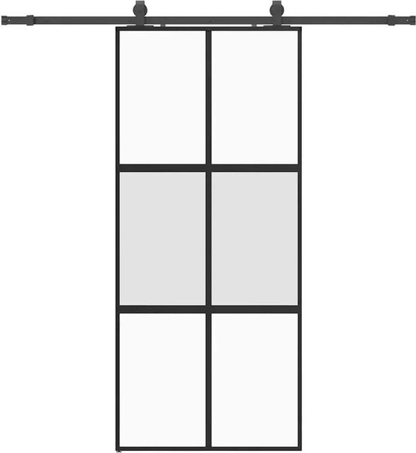 vidaXL Schiebetür aus Hartglas mit Beschlag in Schwarz, modern, B: 90 cm, H: 205 cm - Bild 1