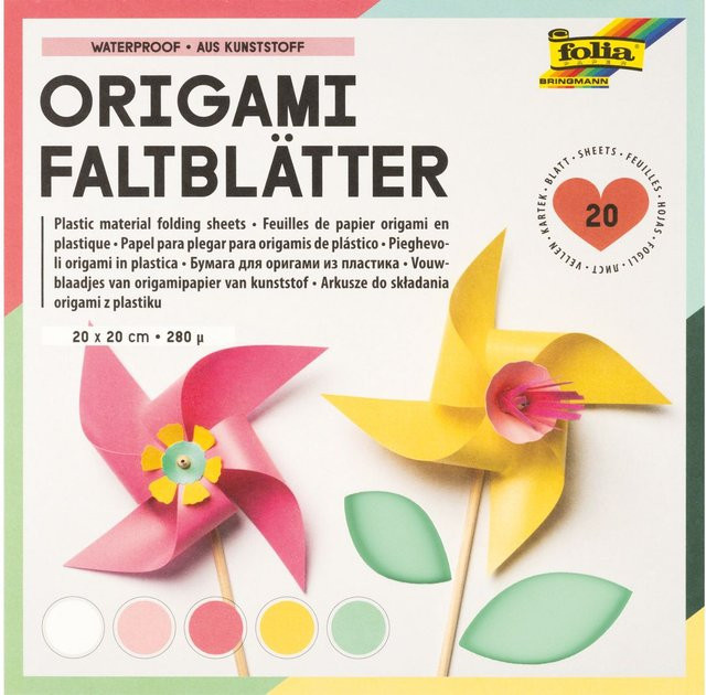 Folia Origami Outdoor Faltblätter aus Polypropylen in Pink und Multicolor, B/T: 20 x 20 cm - Bild 1