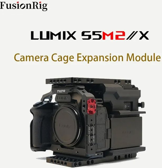 FusionRig Cineback Kamerakäfig-Erweiterungsmodul für Panasonic LUMIX S5M2 und S5M2X, kompatibel mit Tilta TAT50 und SmallRig 4023, Schwarz - Bild 1