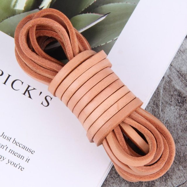 XQ We Wantice Echtes Rindsleder Seil für DIY Projekte, Breite: 0,8 cm, Dicke: 0,4 cm, Länge: 5 m, Farben: Kaffee und Schwarz - Bild 1