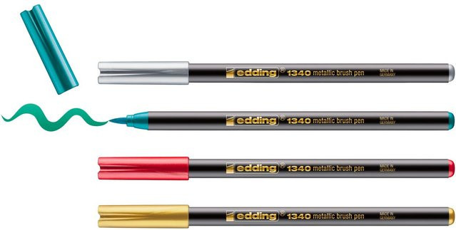 edding Pinselstift 1340 Xmas Metallic in Gold, Silber und Multicolor - Bild 1