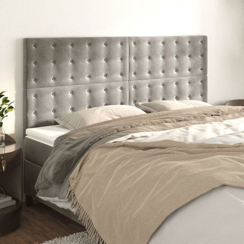 Vidaxl Kopfteile im 4er-Set aus Samt in Grau, B/H: 100 x 78/88 cm, Tiefe: 5 cm - Bild 1