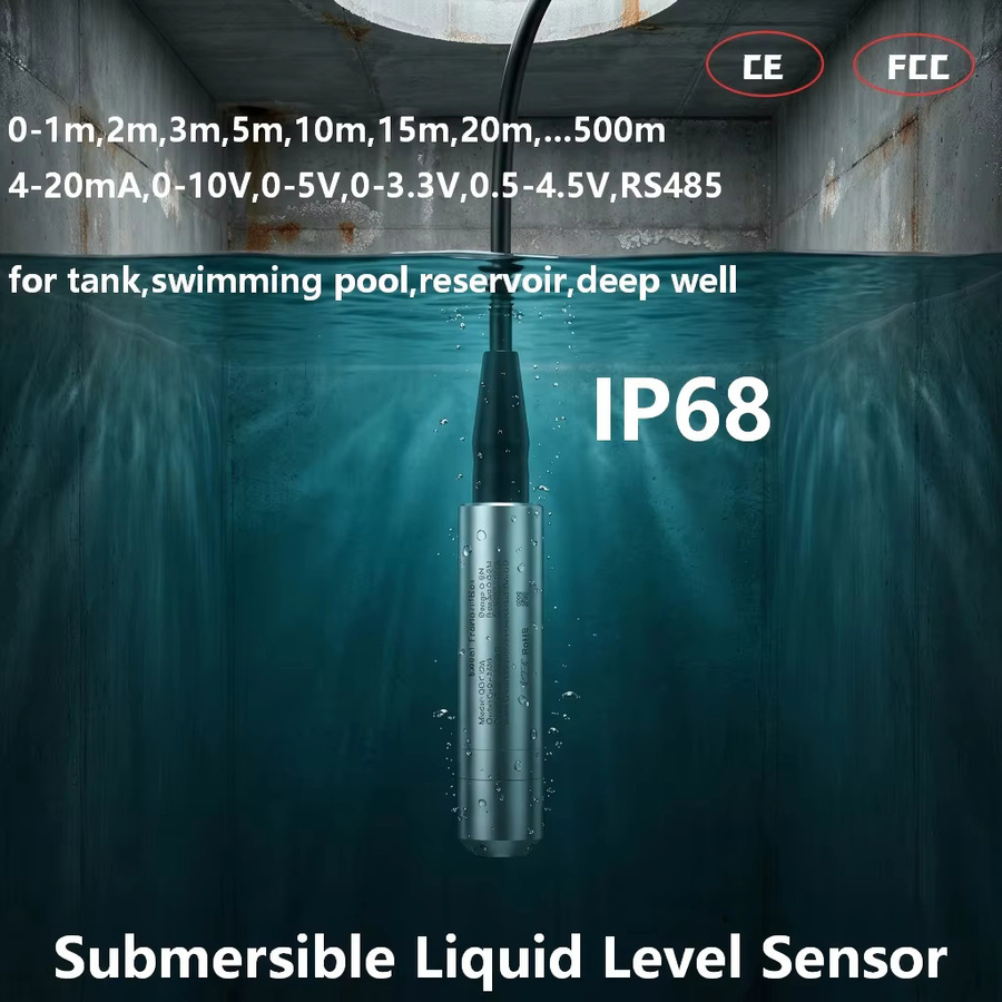 Vadias Flüssigkeitsstandsensor Transmitter IP68 in Silber mit 4-20mA und 0-10V Ausgang oder RS485 für Messbereiche bis 20m - Bild 2