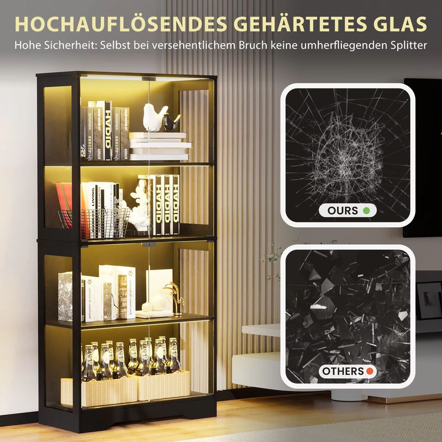 Comanlai Glasvitrine in Weiß mit LED-Beleuchtung und intelligenten Sensoren - Bild 3