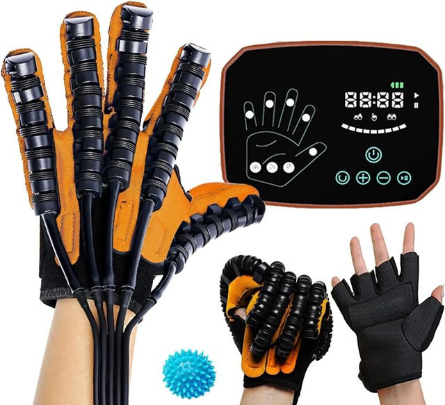 SALORIE Finger-Recovery-Trainer für Hemiplegie und Schlaganfall, automatischer Roboter-Rehabilitationshandschuh zur Handfunktionstherapie, schwarz - Bild 1
