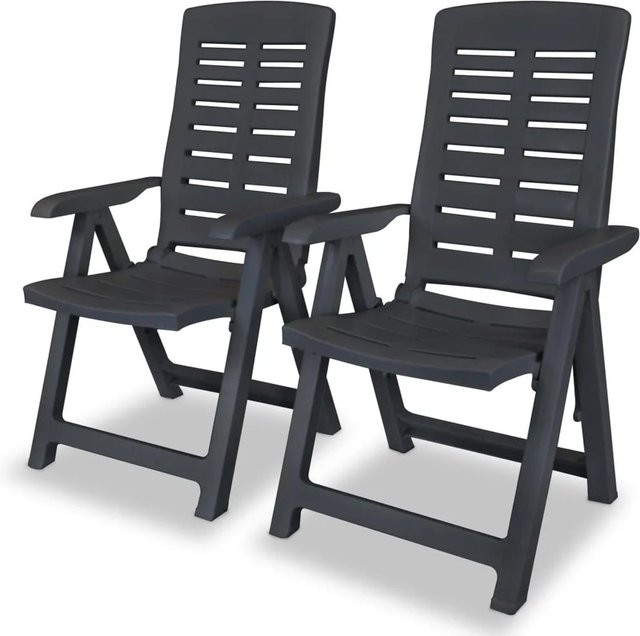 Furnicato Gartenstühle aus Kunststoff in Anthrazit, 2er Set, B/T/H: 60 x 61 x 108 cm - Bild 1