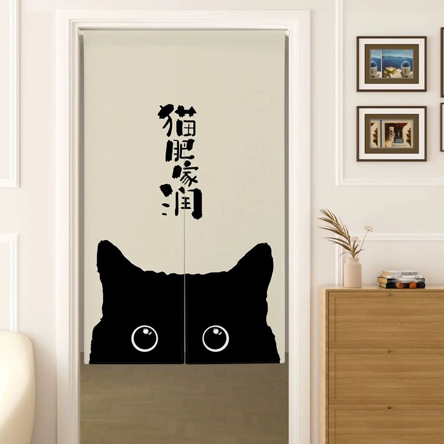 VIKAMA Katzen-Türvorhang im japanischen Stil, lichtblockierender halblanger Vorhang für Restaurants und Sake Bars - Bild 3