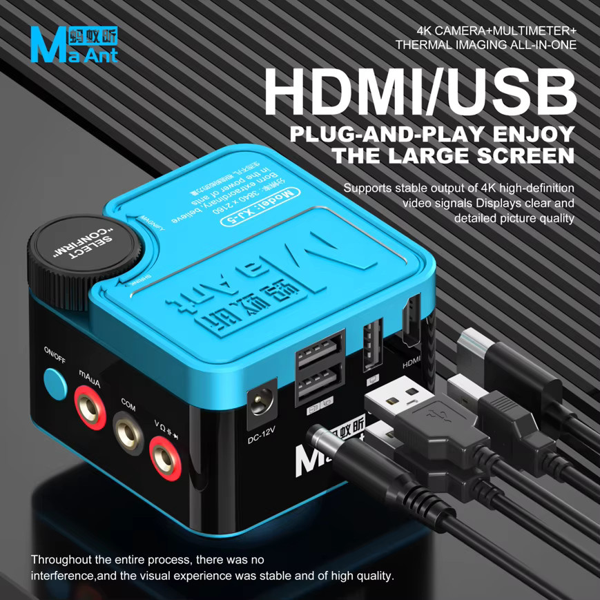 MaAnt XJ-5 3-in-1 Digitales Mikroskop mit 4K Kamera, Multimeter und Wärmebildfunktion für die Handy-Motherboard-Reparatur in Blau - Bild 2