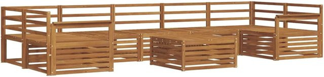 vidaXL Outdoor-Sofagarnitur aus Akazienholz in Natur, 8-teiliges Lounge-Set in U-Form mit Tisch und Polstern - Bild 1