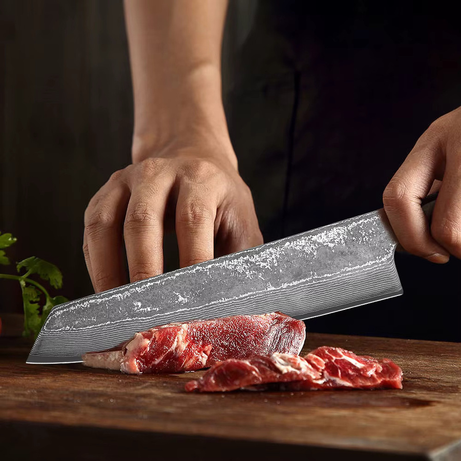 MOSTODOZO Kiritsuke Kochmesser aus handgefertigtem Damaszener Stahl mit Holzgriff, 20,8 cm - Bild 4