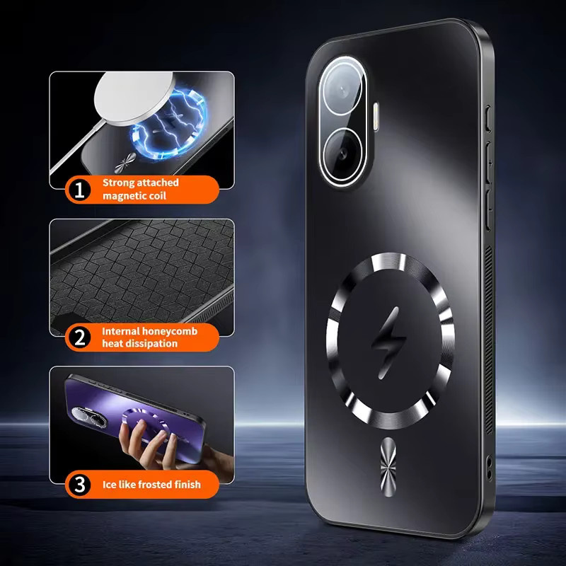 Magnetische Hard Shell Schutzhülle für POCO F7 und Redmi Turbo 4 Pro, Matte AG Oberfläche, Stoßfestes Business Cover, Schwarz - Bild 2