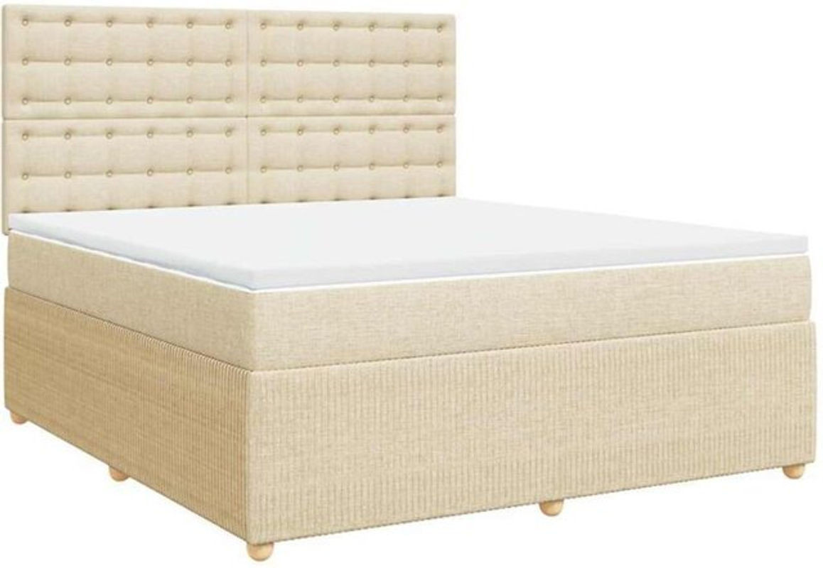 vidaxl Boxspringbett mit Matratze in Creme/Beige aus Stoff, B/T/H: 180 x 200 x 140,5 cm - Bild 1