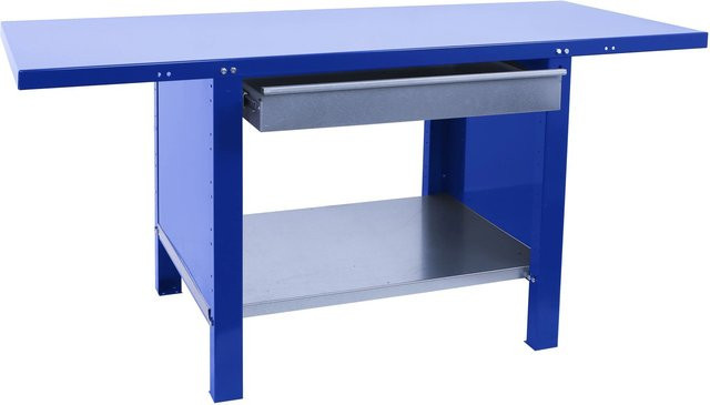 PROREGAL Werkbank BUFFALO aus Metall mit 1 Schublade, Blau, H x B x T: 83 x 150 x 73 cm, Traglast 700 kg - Bild 1