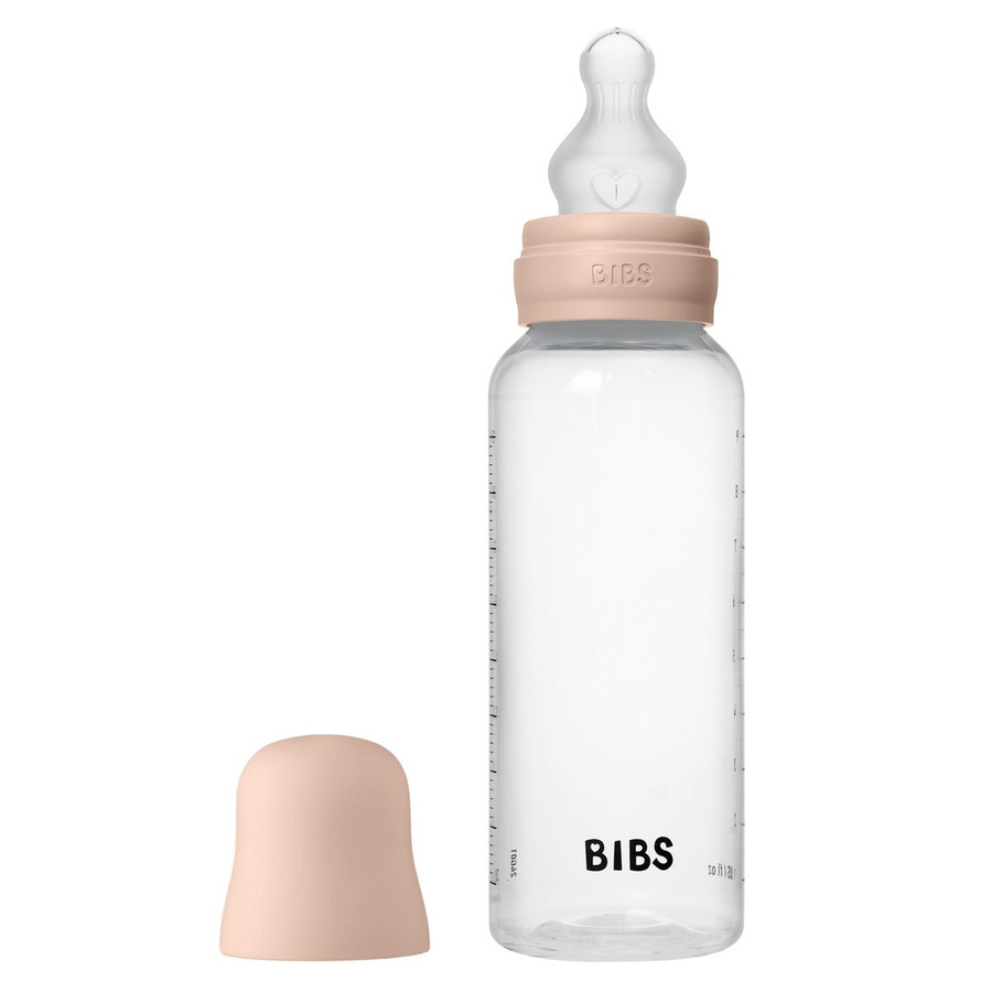 BIBS Baby Flasche PP Round mit Silikon Trinksauger mittlerer Nahrungsfluss, 270 ml, Blush Pink - Bild 1