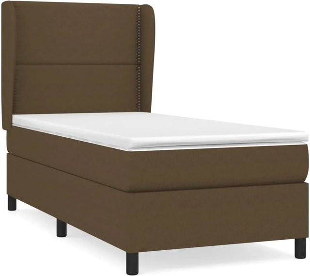 vidaXL Boxspringbett mit Matratze in Dunkelbraun, Hybrid-Bett mit Taschenfederkern, B/T/H: 90 x 190 x 128 cm - Bild 1