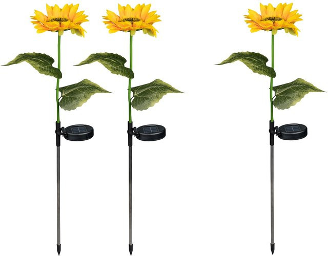 viva domo Solar-LED-Gartenstecker Sonnenblume in Gelb und Grün, 3er-Set - Bild 1