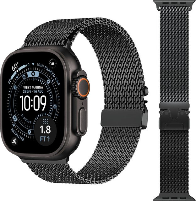 Apple Uhrenarmband Titan, Milanaise, Schwarz, Unisex - Bild 1
