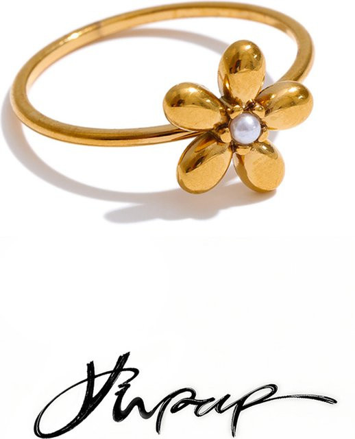 Yhpup Blumenring Edelstahl, Gold, Unisex - Bild 1