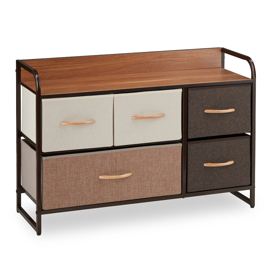 Relaxdays Schubladenschrank in Creme mit Holzoptik, B/T/H: 58 x 31,5 x 87,5 cm - Bild 2