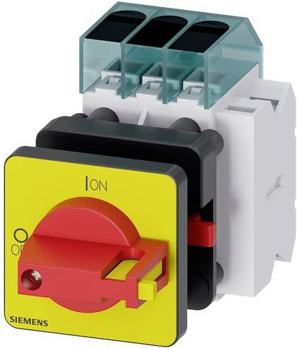 Siemens Lasttrennschalter 3polig 25A 16mm² 1 Schließer 1 Öffner Rot Gelb 690 V/AC 3LD31501TK13 - Bild 1