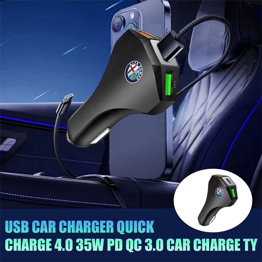 Alfa Romeo Auto Ladegerät Adapter mit Dual USB und Typ C Ports in Schwarz für Tonale und 159 - Bild 4