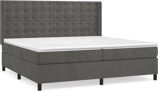 vidaXL Boxspringbett Hybrid mit Matratze und Taschenfederkern, Dunkelgrau, B/T/H: 200 x 200 x 118 cm - Bild 1