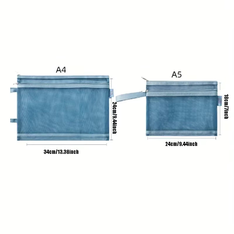 Transparente Morandi Nylon-Netz Aufbewahrungstasche mit Reißverschluss für A4 und A5 Dokumente und Schreibwaren - Bild 3