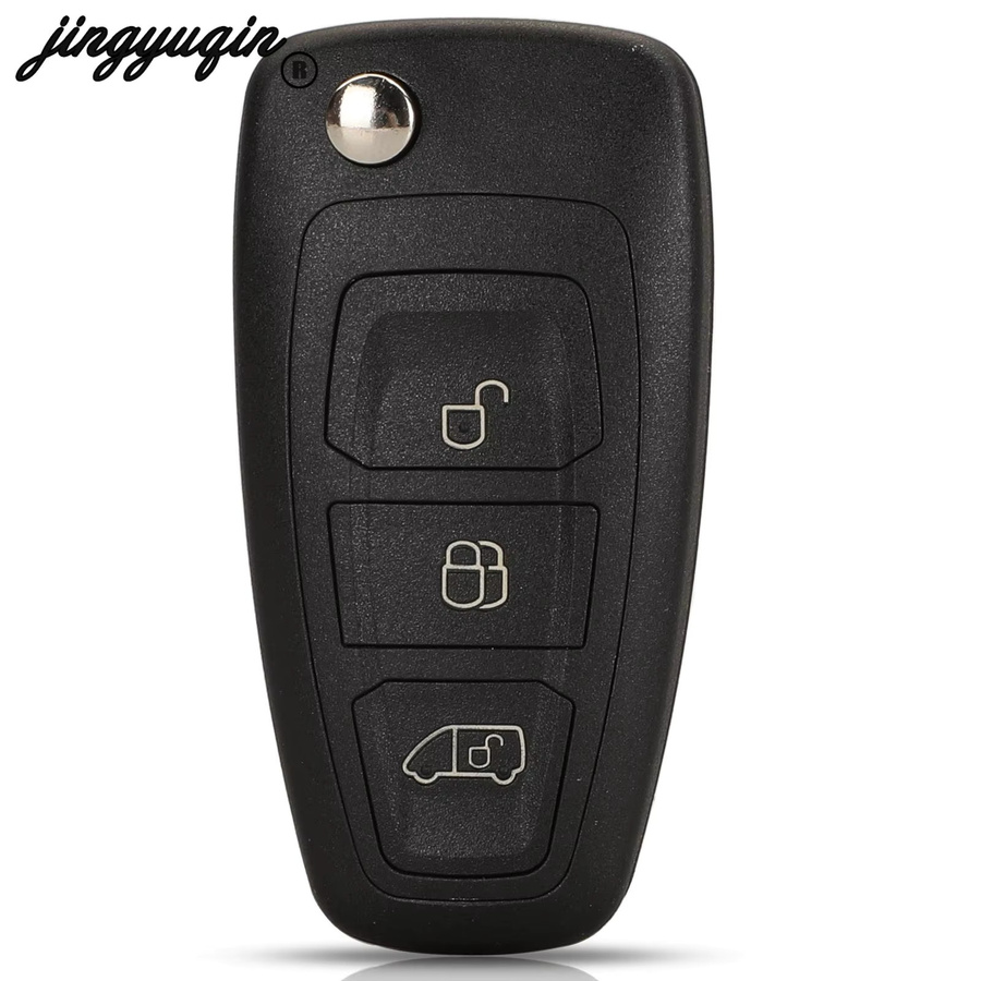 Jingyuqin Flip Remote Auto Key für Ford Tourneo Custom 2015, 3 Tasten, 433MHz, ID49/4D83 Chip, Schwarz - Bild 3