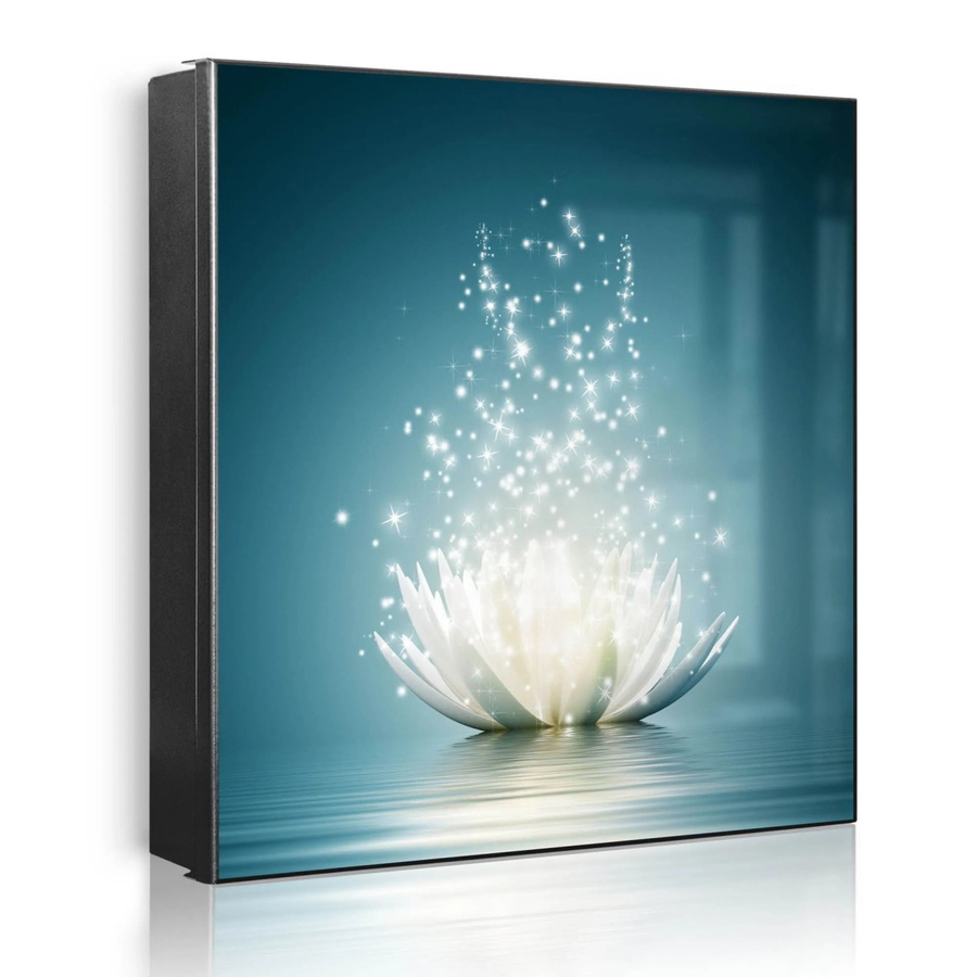 Banjado Schlüsselkasten aus Metall mit Motiv Magische Lotusblüte, Schwarz, B/H: 30 x 30 cm, Magnetisch und Beschreibbar - Bild 2