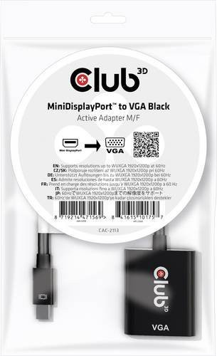 Club3D CAC-2113 Mini-DisplayPort auf VGA Adapter in Schwarz für Full HD - Bild 1