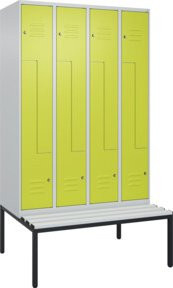 C+P Z-Spind Classic PLUS Sitzbank mit 8 Fächern und Zylinderschloss, B/T/H: 212 x 120 x 81,5 cm, Farbe: Grau/Grün - Bild 1
