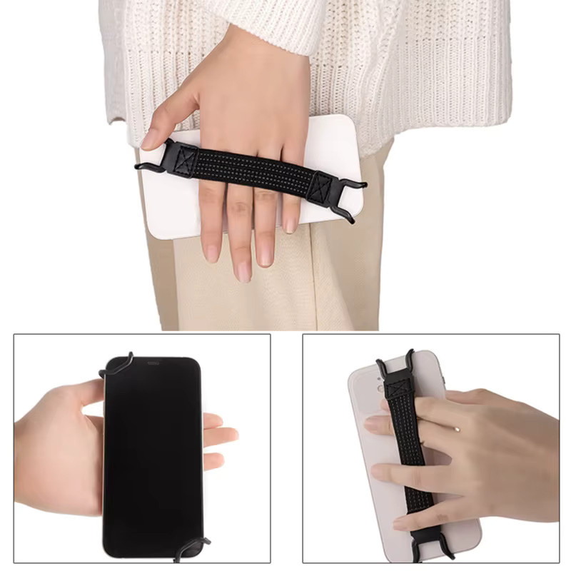 Universelles elastisches Armband für Mobiltelefone und Tablets in Schwarz mit Anti-Rutsch-Funktion und Schnalle zur Sicherung gegen Herunterfallen - Bild 2