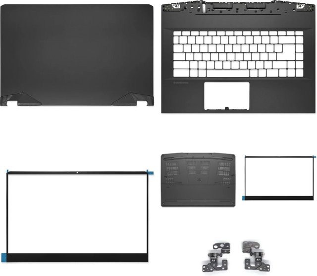 Ersatzgehäuse Set für GP66 MS-1542 1543 1544 Laptop in Schwarz mit LCD-Oberabdeckung, Bildschirmrahmen, Handballenauflage, Unterseite, Scharnierabdeckung und Druckstreifen ABCD - Bild 1