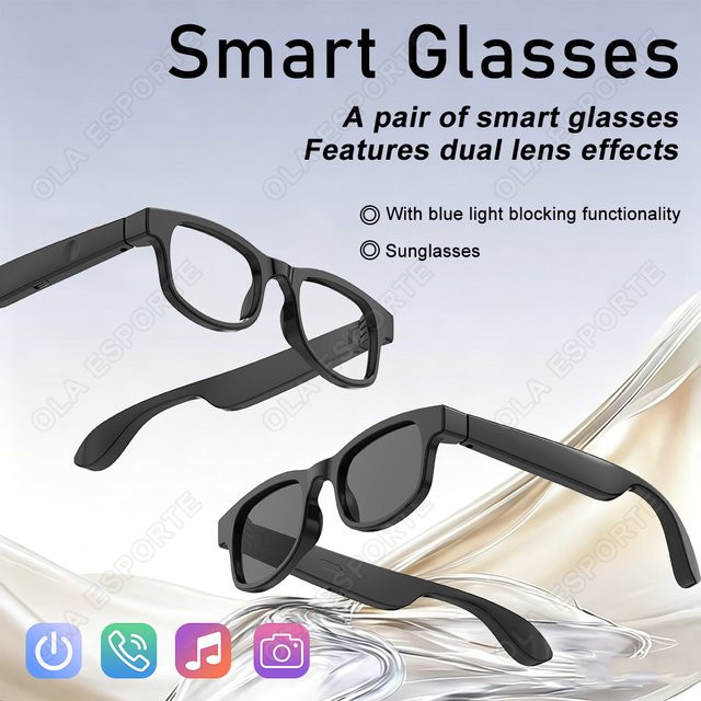 Ola Esporte Smarte KI-Brille mit Bluetooth, Anti-Blaulicht-Schutz und HIFI-Klang für Musik und Telefonate in Schwarz oder Weiß - Bild 1