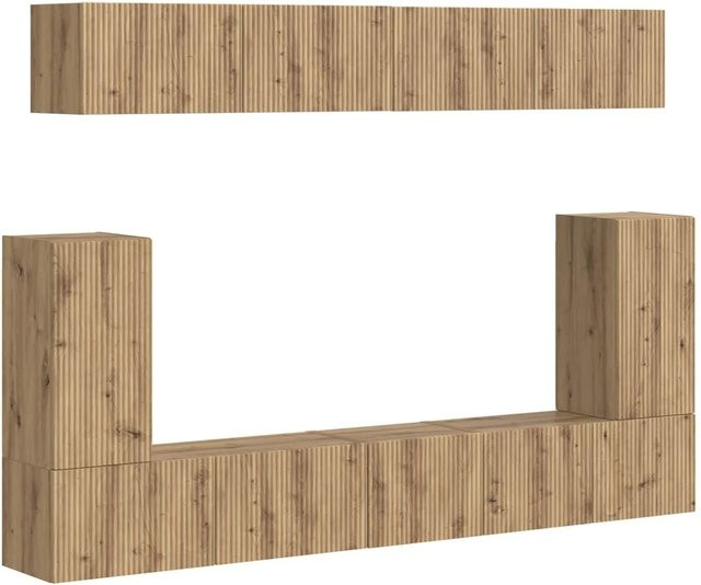 vidaXL TV-Schrankset Wandmontiert 5-teilig in Artisan-Eiche, Modernes Wohnzimmerregal aus MDF in Braun Matt - Bild 1