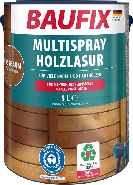 Baufix Multispray Holzlasur Nussbaum Seidenglänzend 5 Liter - Bild 1